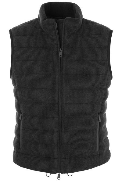 Brunello Cucinelli Ribbed-Knit Sleeveless Down Jacket