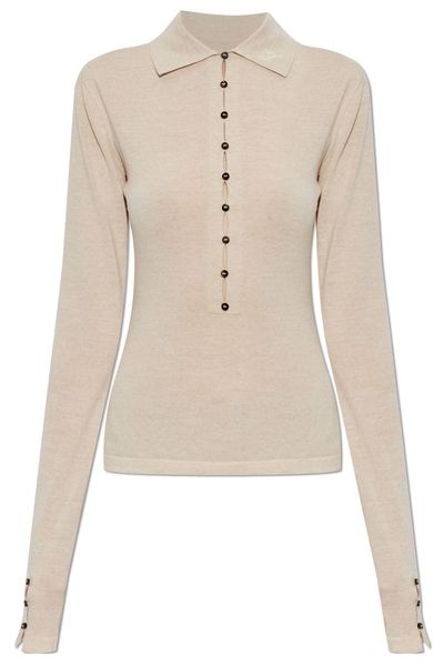 Jacquemus Knitted Long-Sleeved Polo Shirt