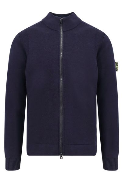 Stone Island Logo Patch Zip-Up Cardigan