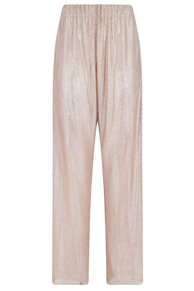 Alberta Ferretti Micro Rhinestone Wide-Leg Pants