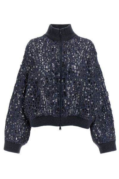 Brunello Cucinelli Dazzling Embroidered Knit Cardigan