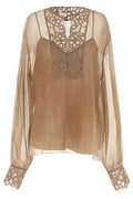 Ermanno Scervino Sheer Carved Plastron Top