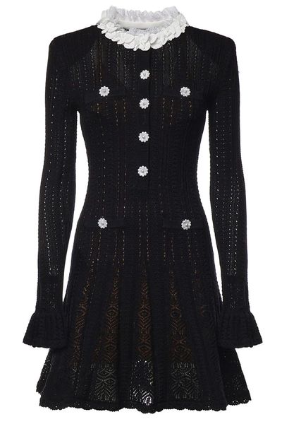 Self-Portrait Lace Trim Knit Mini Dress