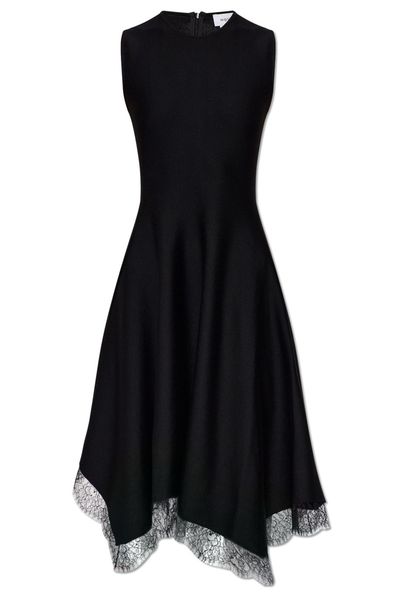 Alexander McQueen Asymmetric Lace-Trim Dress