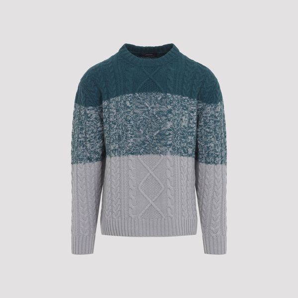Kiton Color-Block Cable-Knit Sweater