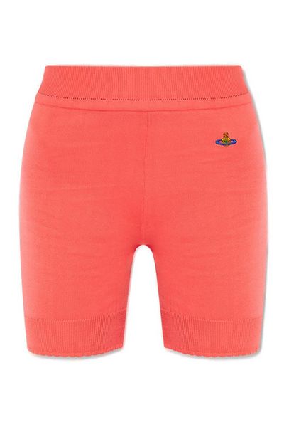 Vivienne Westwood Logo Embroidered Ribbed-Knit Stretch Shorts