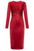Versace Safety Pin Gathered Long-Sleeved Midi Dress
