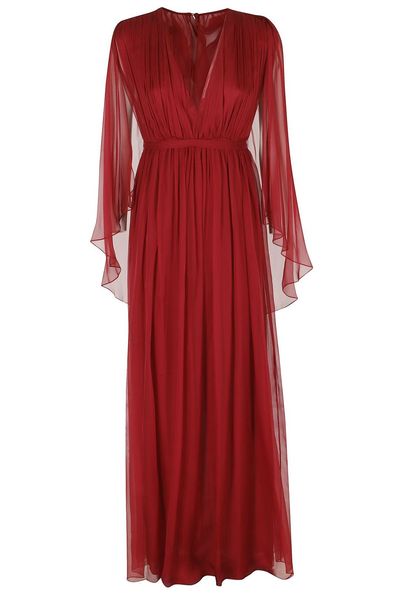 Alberta Ferretti Pleated Cape Maxi Dress