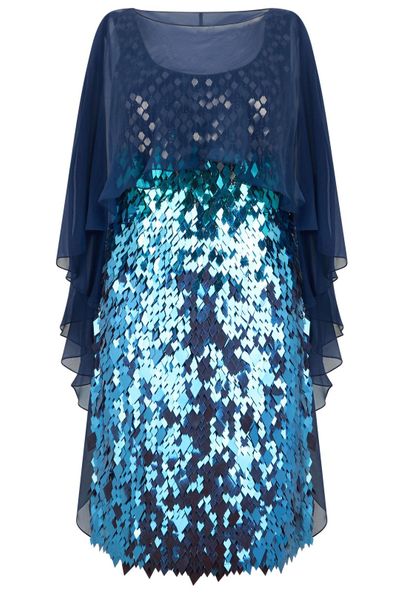 Alberta Ferretti Sequined Cape Dress
