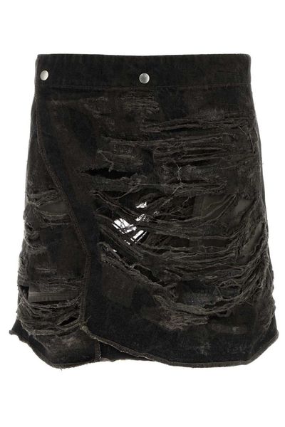 Rick Owens DRKSHDW Distressed Wrap Mini Skirt