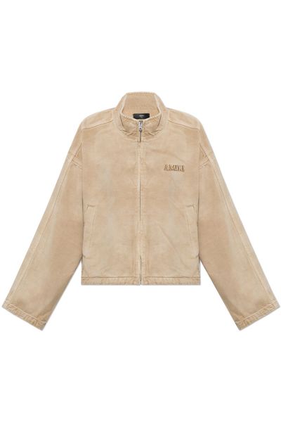 Amiri Stand Collar Cropped Denim Jacket