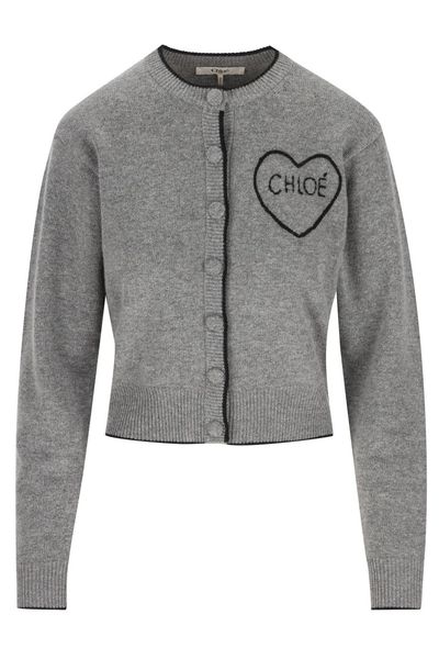 Chloé Heart Logo Cropped Cardigan