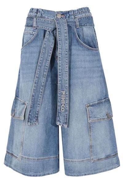 Pinko Denim Utility Belted Bermuda Shorts