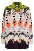 Valentino Floral Patterned Button-Up Velvet Coat