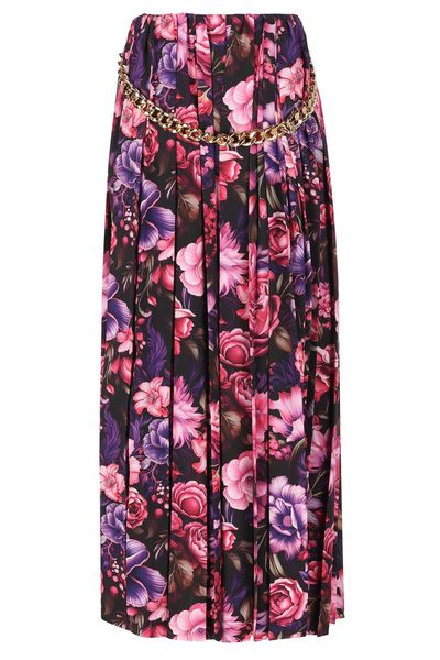 Balenciaga Bouquet Printed Pleated Long Skirt