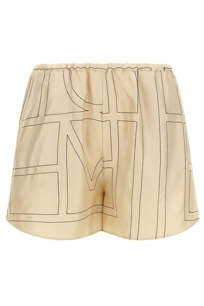 Totême Monogram-Print Satin Shorts