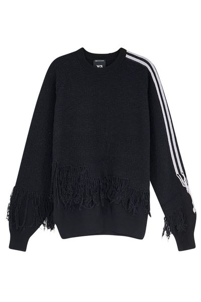 Y-3 Knitted 3-Stripes Fringed Jumper