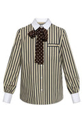 Valentino Pussy-Bow Striped Shirt