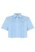Miu Miu Ruffled Cropped Poplin Shirt