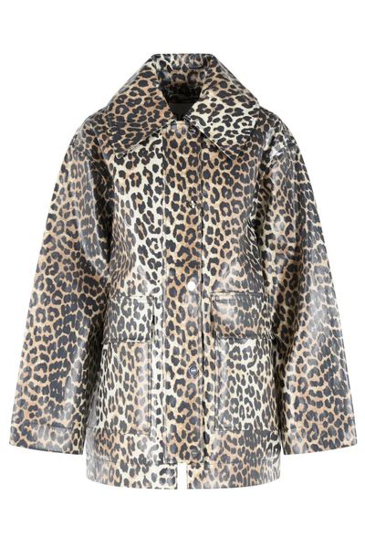 Ganni Leopard Laminated Jacket