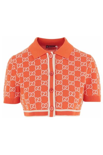 Gucci Monogrammed Cropped Knit Shirt