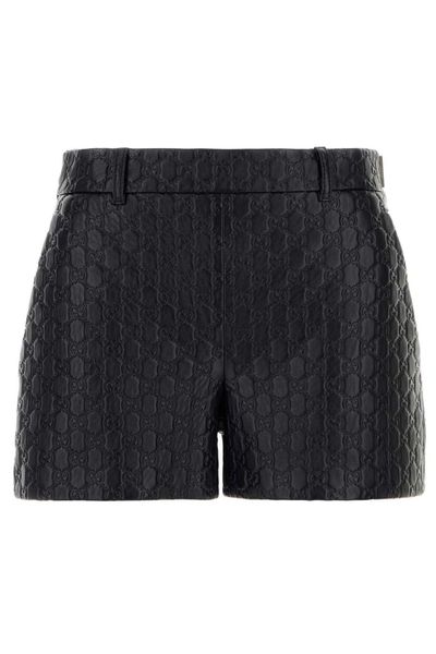 Gucci GG Embossed Leather Shorts