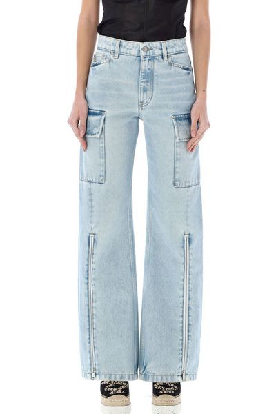 Stella McCartney Ankle-Azip Wide-Leg Cargo Jeans