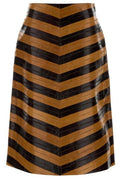 Fendi Two-Tone Chevron Leather Skirt