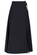 Burberry Front-Slit Twill Midi Skirt