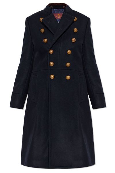 Etro Double-Breasted Stand Collar Coat