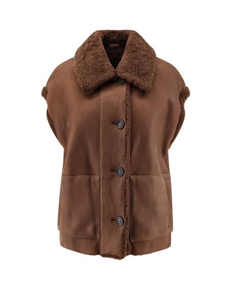 Brunello Cucinelli Monili Fuzzy Shearling Reversible Vest
