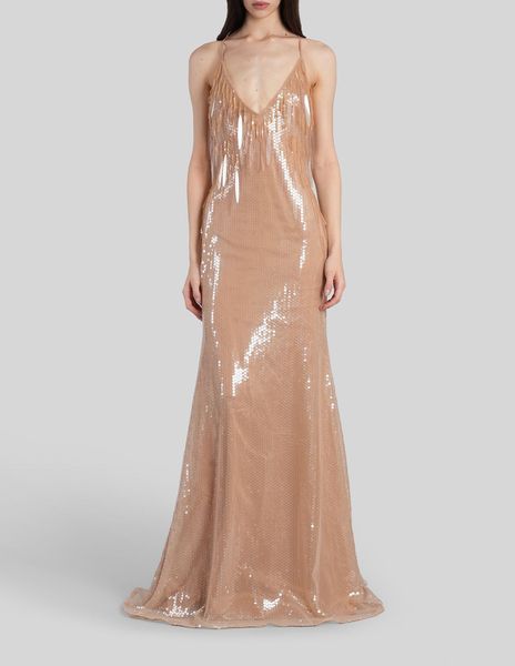 David Koma Gradient Sequinned V-Neck Gown