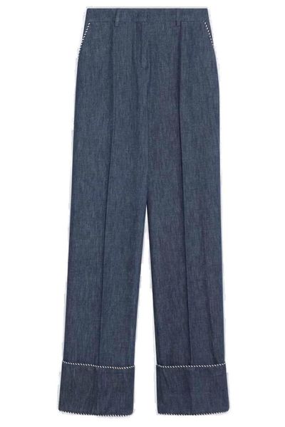 Valentino Turn-Up Hem Wide Leg Jeans