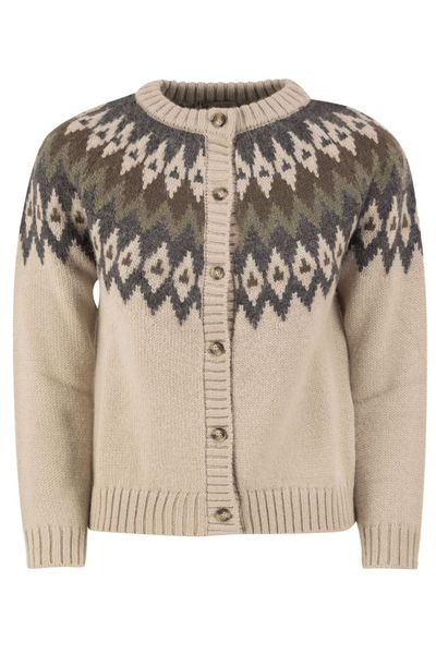 Weekend Max Mara Targa Jacquard Crewneck Cardigan