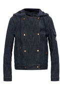 Moncler Diervilla Hooded Double-Breasted Denim Jacket