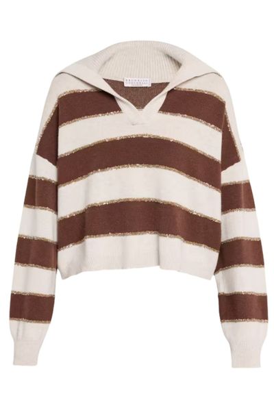 Brunello Cucinelli Striped Cropped Jumper