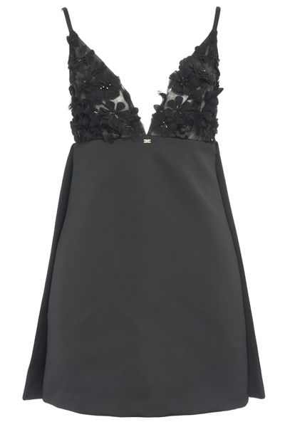 Elisabetta Franchi 3D Flowers Duchesse Satin Dress