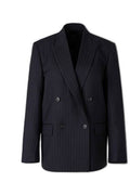 Nili Lotan Leston Double-Breasted Pinstriped Tailored Blazer