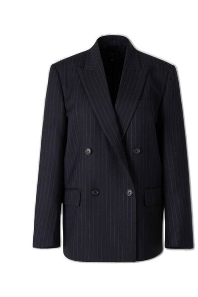 Nili Lotan Leston Double-Breasted Pinstriped Tailored Blazer