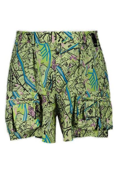 Fendi Map Printed Pocket Detailed Cargo Shorts