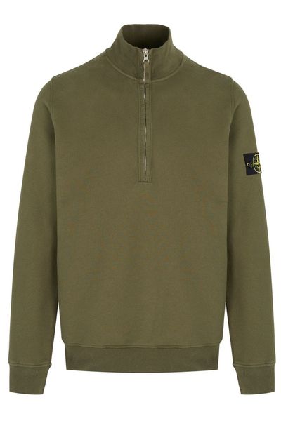 Stone Island Logo Patch Half-Zipped Sweatshirt