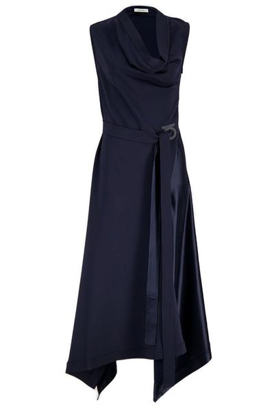 Ferragamo Asymmetric Sleeveless Midi Dress