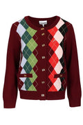 Ganni Crewneck Checked Cardigan