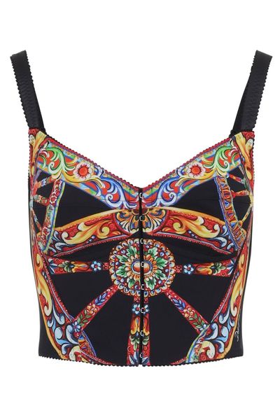 Dolce & Gabbana Carretto-Printed Charmeuse Top