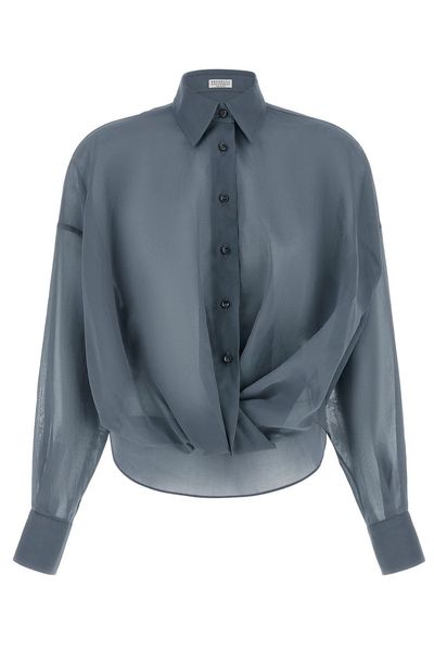 Brunello Cucinelli Long-Sleeved Taffeta Shirt