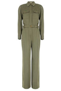 Michael Michael Kors Satin Belted Shirt Jumpsuit