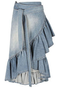 Alaïa Denim Ruffle Skirt