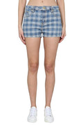 AMI Check Patterned Denim Shorts