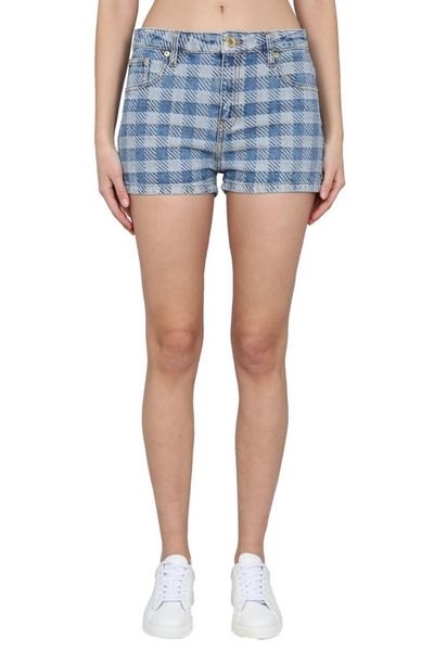 AMI Check Patterned Denim Shorts
