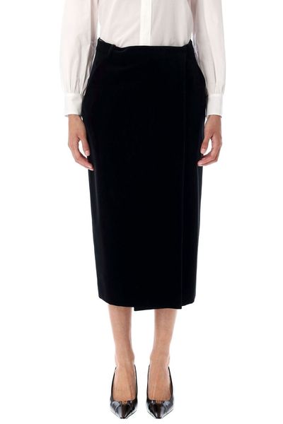 Saint Laurent Velvet Wrap Midi Skirt